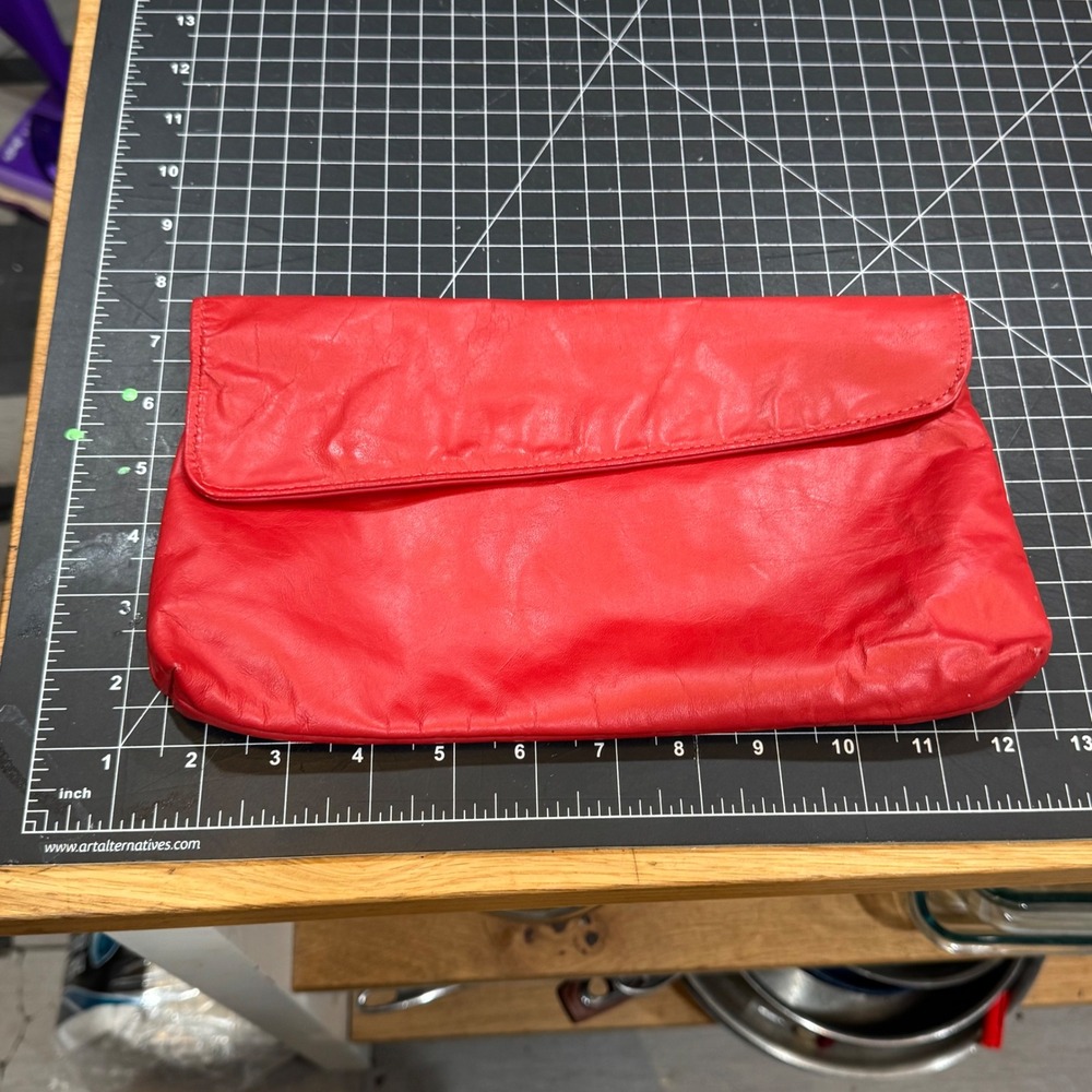 Juliette Vintage Red Leather Clutch Bag Magnetic Snap Made in USA Evening Purse